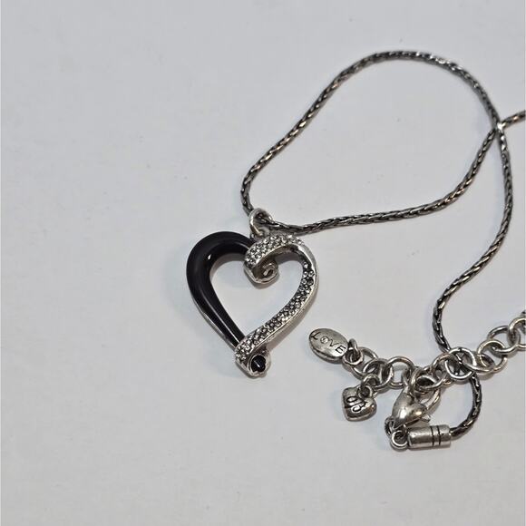 Brighton Awakened Vintage Retired Black and Crystal Jeweled Heart Necklace - Picture 3 of 6